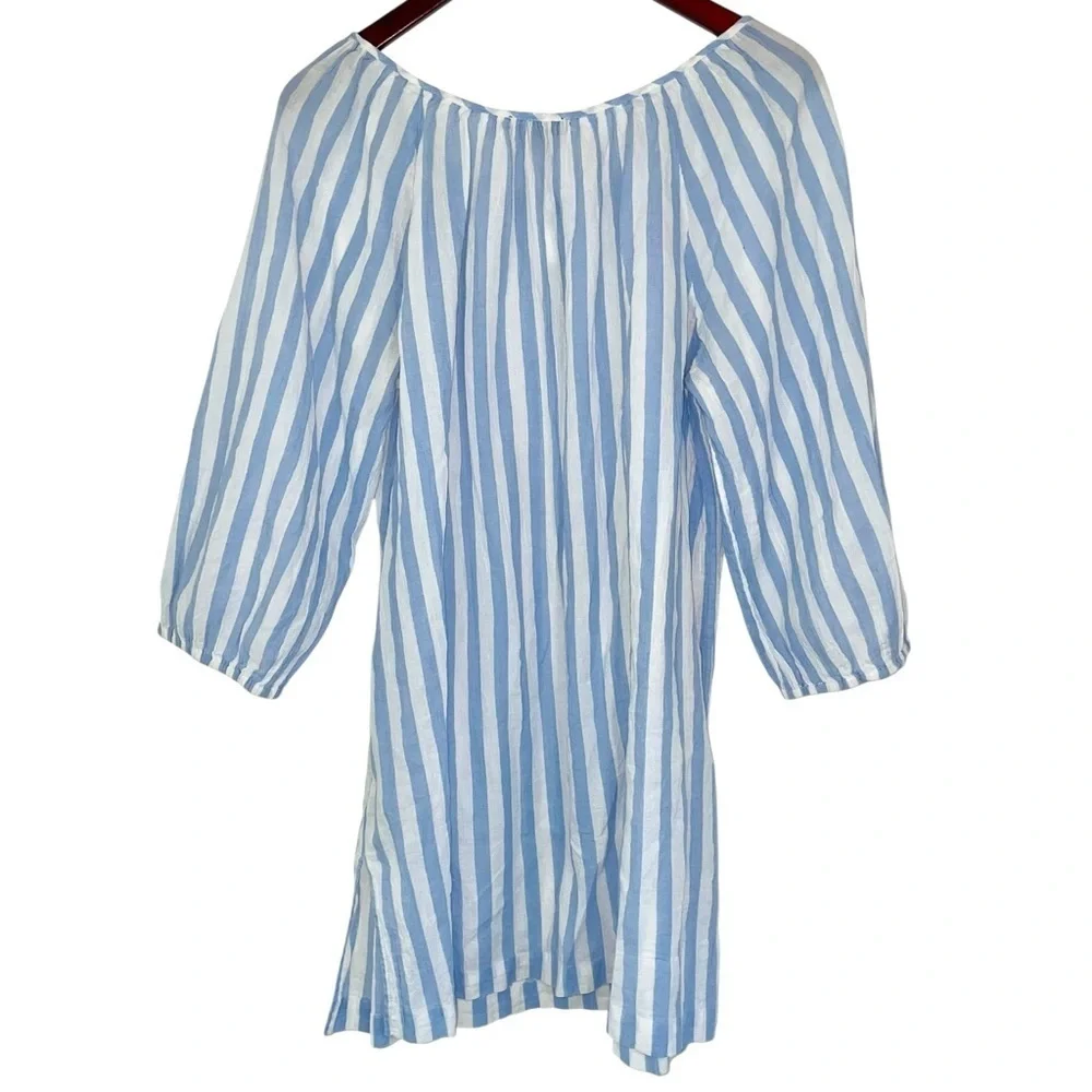 J crew striped tunic top mini dress beach nautical tassel blue white small